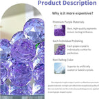 Grape Cluster Crystal Decor Sculpture, Sparkling High-Transparency Faceted Design, Luxurious High-End Crystal with Mirror Base, Elegant Home/Office Display, Gift for Collectors & Fruit Lovers (Purple)