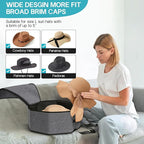 SLEEPING LAMB Large Hat Box for Women Storage, Collapsible Cowboy Hat Travel Case with Handles for Men Carry and Wide Brims Cap Organizer for Closet, Gray
