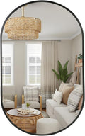 Black Oval Mirror, 22"x30" Oval Bathroom Mirror, Vanity Mirror with Brushed Metal Frame, Wall Mount Mirrors Decor for Bathroom, Bedroom, Entryway, Living Room(Hangs Horizontally or Vertically)