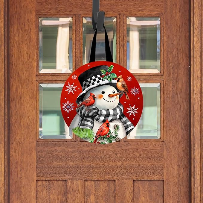 Briarwood Lane Snowman with Cardinals Wood Door Hanger