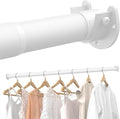 Closet Rods for Hanging Clothes, 17 to 84 Inches Stepless Adjustable Metal Closet Rod, 1.3 Inches Heavy Duty Clothes Hanging Rod for Closet Wardrobes Laundry RV, White