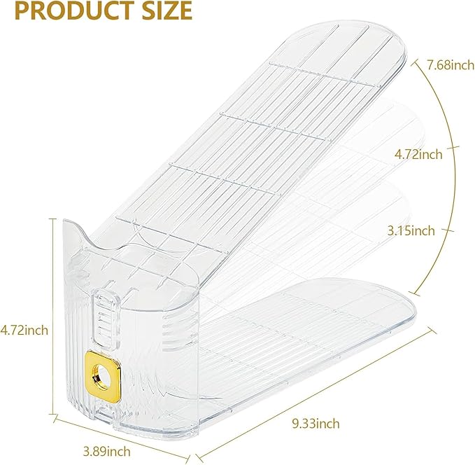 Shoe Slots Organizer,Adjustable Shoe Stackers,20 Pack Shoe Space Savers,Shoe Storage Holder for Closet,Transparent