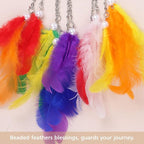 Pretty Jolly Crystal Stone Small Dream Catchers Rainbow Feathers Mini Dreamcatchers with Beads for Cars Rear View Mirror Hanging Decoration Good Luck Travel Charm Bedroom Ornaments for Women Girls