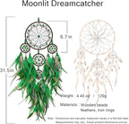 Large Dream Catchers Handmade Green Dream Catcher, Boho Wall Hanging Decor with Beads, Native American Style Dreamcatcher for Bedroom,Living Room,Home Ornament, for Birthday,Festival