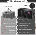 6 Pack Extra Large Heavy Duty Moving Bags with Reinforced Zipper & Wide Handles, Moisture-Resistant Storage Bins Packing Cubes for Clothes, College Dorm, Travel, and Home Organization, Black