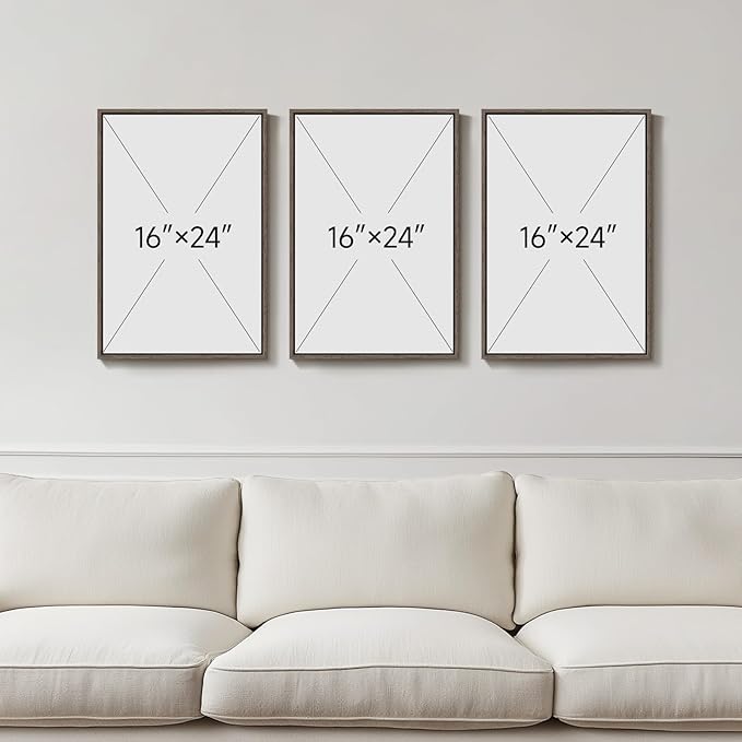 Framed Vintage Botanical Wall Art, 3 Piece Neutral Floral Plants Canvas Painting Prints Artwork for Living Room, Rustic Flowers Pictures for Farmhouse Bedroom Kitchen Dining Room Home Decor, 16x24 In