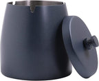 Extra Large Ashtray with Lid for Cigarette, Stainless Steel Smokeless Odorless Windproof Ash tray for Home Office Tabletop Outside Patio Outdoor Balcony(4.72''x3.93''x4.33'')