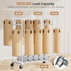 Abiglifty Double Rods Clothes Rack for Hanging Clothes, Clothing Rack with Wheels, Portable Closet Organizer for Laundry, Room (White)