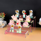 ELEGANTLIFE Acrylic Display Risers Set of 4, 4-Level Tiered Display Stands for Cupcakes, Small Figures & Jewelry, Compact Countertop Display Shelf, Multiple Colors Available (Iridescent)