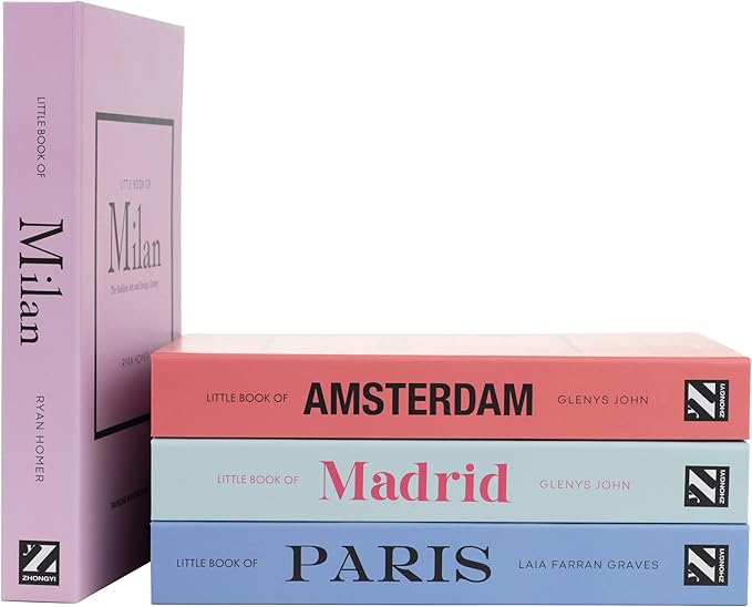 PROBENEX Pastel Medium | 4 PCS Faux Decorative Books for Home Decor | Not Real Books (Cardboard Boxes) | Coffee Table, Shelf Styling & Modern Aesthetic Accent Pieces for Living Room, Office