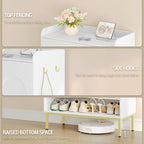 Shoe Cabinet with Doors, 7-Tier Shoe Storage Cabinet with Adjustable Shelves, Wooden Shoes Organizer Cabinets with Top Storage Layer, 28-32 Pairs, for Entryway, Hallway, White SR68703A