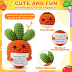 HunnmingRe 12 Pcs Cute Crochet Doll with Positive Card Soft Wool Animals Creative Knitting Dolls for Positive Support Inspirational Birthday Encouragement Gift(Vegetable Style)