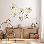 TOARTi 6pcs Vintage Bird Wall Art Set(9.9”x3/7.9”x3) Round Bird Botanical Wooden Plaques Rustic Bird Plant Round Wall Hanging Farmhouse Birds Wall Decor for Home Bedroom Living Room Bird Lover Gift