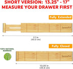 SpaceAid Bamboo 13.25-17“ Drawer Dividers (Need 2.35" Deep Drawer) Kitchen Adjustable Organizers, Expandable Organization for Home, Office, Dressers, 4 Dividers with 9 Inserts