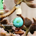 RAQWI Cute Mini Cat Holding the Torch Figurine Cute Cat Standing on Globe Figurine for Office, Home Decoration Perfect Cute Cat Gift for Cat Lovers