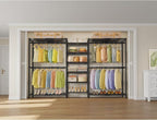 VIPEK X3 Plus Large Expandable Closet Rack Adjustable from 5'10" to 8'8" with Extendable Shelves and Hanger Rods, Freestanding Clothing Racks Modular Closet Systems Wardrobe, Max Load 1360LBS, Black