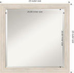 Amanti Art White Wall Mirror 23x23 Hardwood White Wash Narrow Square Bathroom Mirror for Wall Decor Living Room, Medium Country Rustic Wood Frame, Hangs Horizonally and Vertically, Bathroom Decor,