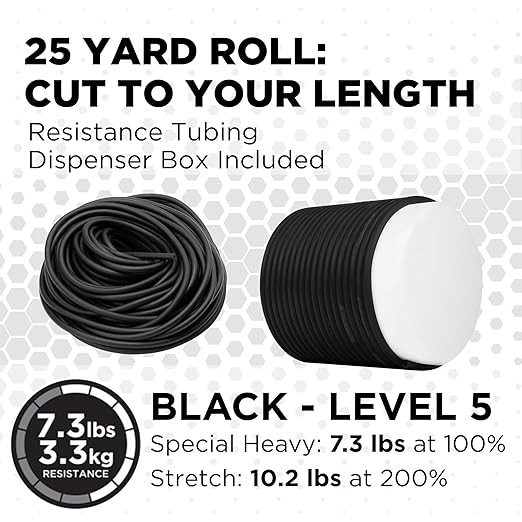 THERABAND Latex Resistance Tubing, Black, Special Heavy, Level 5, 25 ft Roll, Professional Grade for Upper and Lower Body Workouts, Cut-to-Length, Color-Coded Resistance Levels