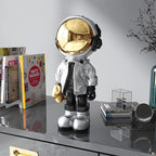 EZ4ENCE Figurine Statue Astronaut Sculpture Spaceman Decor,Sculptures Home Decor,Arts Silver Shelf Decoration,Cool Metal Mask Table Decor,Large Spaceman Figure Ornament