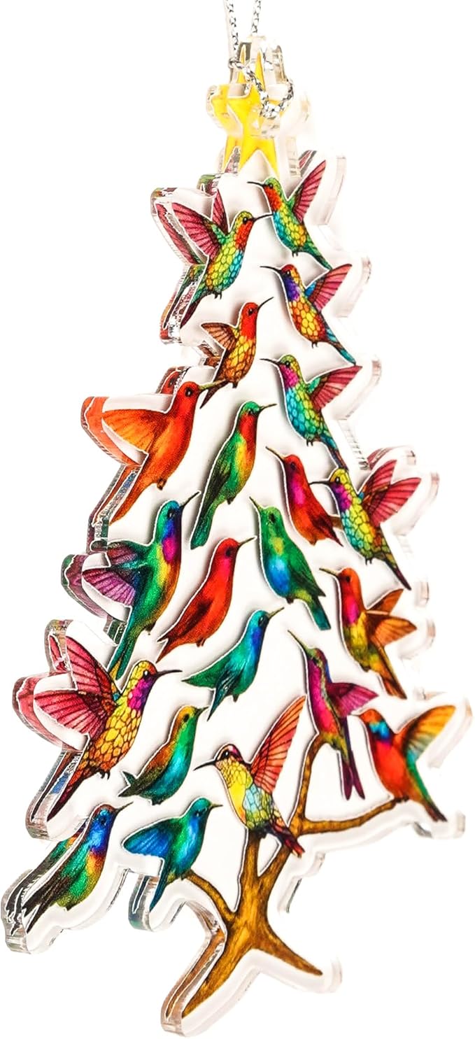 Hummingbird Tree Christmas Ornaments 2026, Upgrade Winter Colorful Stack Hummingbirds Home Decor Ornament, Unique Stacked Hummingbirds Christmas Decorations, Hummingbird Gifts for Women