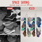 Hat Organizer for Closet, Collapsible Caps Rack with 10 Rotatable Large Hooks, Holds Up to 40 Baseball Caps, Metal Space Saving Hat Hanger for Display, Storage and Closet Organizers, Silver