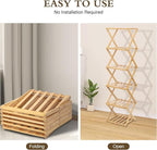 Bamboo Shoe Rack 6 Tier Foldable Shoe Rack Narrow Vertical Shoe Organizer Free Standing Shelf, Multifunctional Slim Storage for Entryway, Corner, Bedroom, Hallway, Wood Color