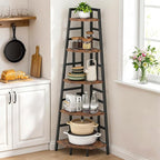 CHOEZON 70.1-Inch 5-Tier Tall Corner Shelf, Narrow Bookshelf for Small Spaces, Industrial Bookcase Display Stand for Living Room, Bedroom, Office, Rustic Brown TCJ25BF