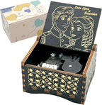 Pursuestar Black Wooden Wind Up Music Box - Anastasia Once Upon a December, Vintage Engraved Wood Mechanism Musical Gifts for Anniversary Mother's Day Valentine's Day Christmas Thanksgiving Birthday
