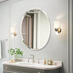 USHOWER Bathroom Mirror for Over Sink, 20x28 Inch Oval Frameless Mirror, Beveled and Polished, Decorative Wall Mirror for Bathroom, Bedroom, Vanity, Entryway, Modern and Elegant