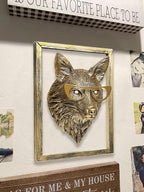 Newinhome Animal Heads Wall Decor (Includes Metal Frame) Resin Animals Sculptures Head Wall Hanging Decoration Gold vintage Wall Sculpture for Living Room Bedroom Office(Fox)