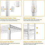H5C Plus Clothes Rack with Cover, Portable Closet for Hanging Clothes, Covered Clothing Racks Heavy Duty, 3-Tiers Garment Rack with Shelves Max Load 370LBS White Closet Rack with White Cover