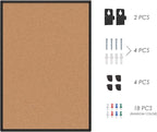 Bulletin Board 48 x 36, Black Aluminium Framed 4x3 Corkboard , Large Wall Mounted Notice Board with 18 Push Pins for School, Home & Office