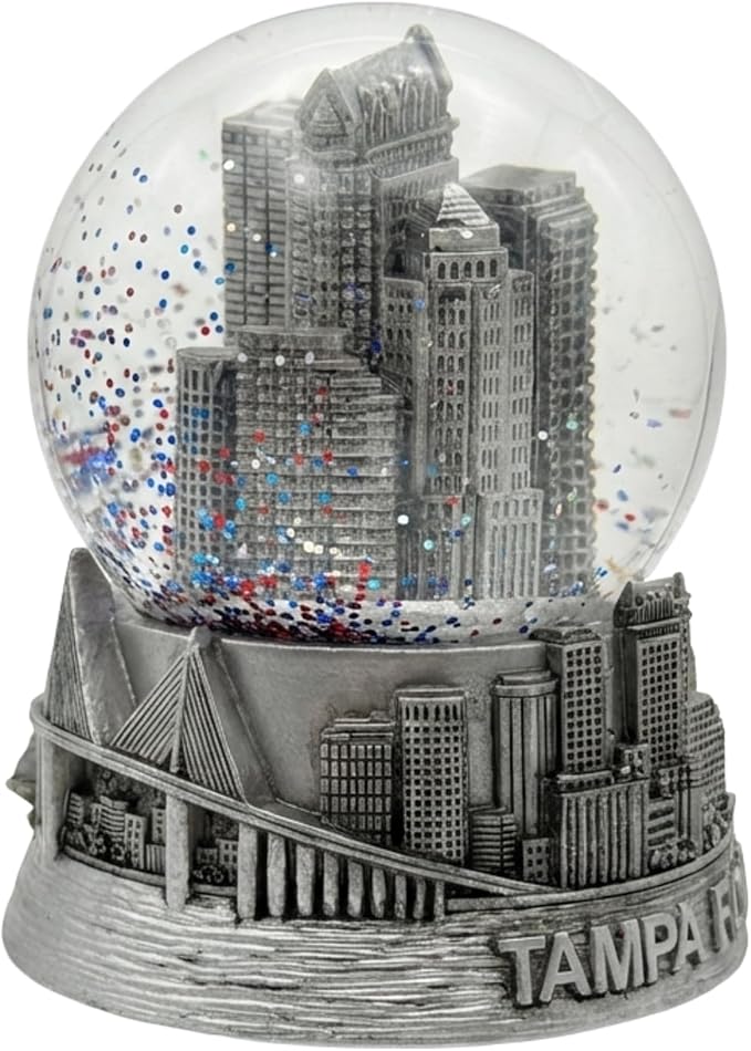 Silver Tampa Florida Snow Globe 3.5 Inches