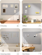 Fluxynara Bulletin Board,35.4" x 23.6" Cork Board Alternative with 12 Safe Removable Adhesive Tabs, Foldable Felt Pin Board for Home Office, Classroom, Bedroom,Entryway for Walls—Soft Gray