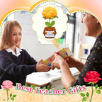Wavwavw 3 Pack Teacher Appreciation Gift Positive Flower Handmade Crochet Doll Thank You for Helping Me Grow Gifts Back to School Gifts for Women Teacher(Rose Flower)