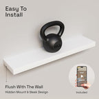 BAOBAB WORKSHOP Wood Floating Shelves for Wall 30 Inches Long, White Solid Wooden Bathroom Shelf Large, Heavy Duty Wall Shelf 30 Inch Kitchen Bedroom Thick, White Finish, 30W × 6.7D, Set of 2