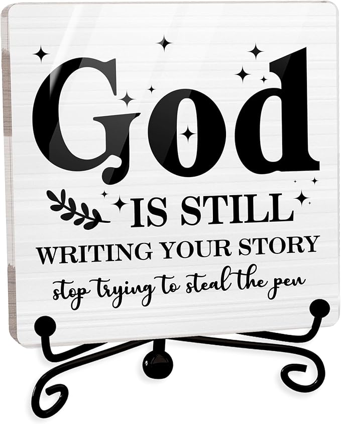 Modern Farmhouse Decor, Home Decor For Living Room, Boho Chic Aesthetic Shelf Decorations, Christian Dear God Acrylic Sign, Farmhouse Entryway Tv Stand Fireplace Coffee Table Decoration (17)
