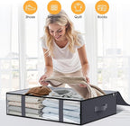 StorageRight Under Bed Storage Bags 10 Pack, 40L Large Clothes & Comforter Storage Containers with Clear Window, Breathable Fabric Organizer for Blankets, Bedding, Seasonal Clothing, Grey