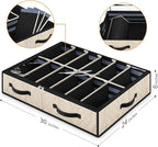 Under Bed Shoe Storage, Set of 2, Sturdy Sidewalls, Adjustable Dividers, Reinforced Handle, Sturdy Zipper, Bottom with Panel Structure, Beige