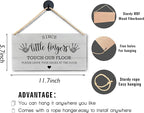 Wall Pediments Shoes Off Sign,Shoes Off Sign for Front Door,Since Little Fingers Touch Our Floor Door Sign,Shoes Off Hanging Welcome Sign for Front Door,12x6 Inches，Wood Grain-7