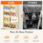 Lifewit 8 Tier Over the Door Shoe Organizer with 15 Large Deep Pockets, Fabric Hanging Shoes Shelf for Closet, Dorm Storage, Fit Up to 16 Pair Shoe Rack Holder for Sneakers, Boots, Beige