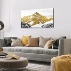 Large Golden Mountain Wall Art Abstract Black and Gold Mountain Wall Decor Nature Snowy Mountains Hill Landscape Canvas Paintings Pictures Modern Artwork Prints Living Room Office Decorations 24x48”