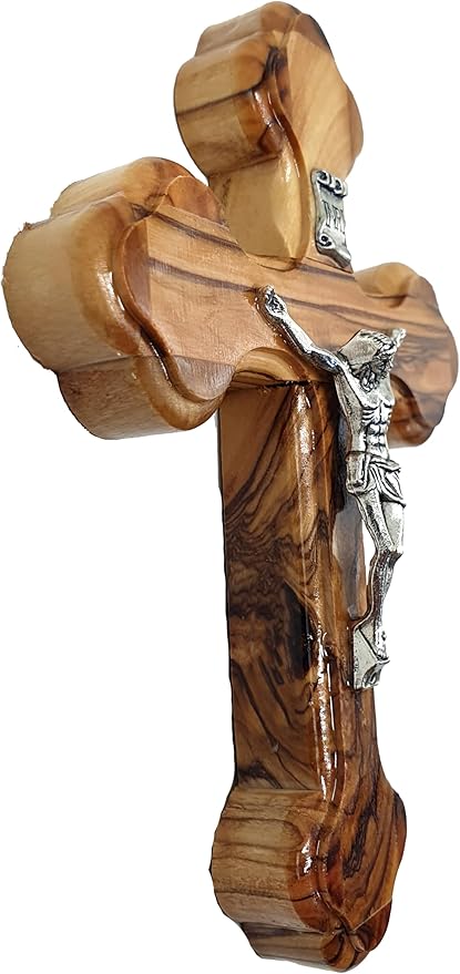 Zuluf 4.7" Wooden Orthodox Wall Crucifix Christian Catholic Handmade Cross from Bethlehem Holy Land Gift CRS071