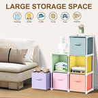 6 Cube Storage Organizer with Shelf Back to School Boxes 11 Inch Toy Storage Bins Closet Organizers Drawers Fabric Dresser for Playroom Books Bedroom Dorm Kitchen (Multiple Colors)
