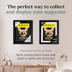 Creative Picture Frames 5.87 x 8.5 Magazine Theatre Show Frame with Full-Strength Glass, Holds Up To A 1/4" Thick Media with Installed Hangers for Easy Mounting, 8x10 Black Frame with Black Mat