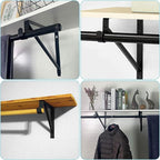 10PCS Heavy Duty Closet Rod Bracket, 11 x 11 Inch Closet Shelf Brackets,Supports 300 lbs,Wall Mount Closet Rod Supports Bracket Hook with Screws, Closet Rod Holders for Home and Closet Decor(Black)