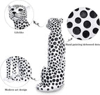 Quoowiit Statues for Home Decor, Modern Sculptures and Statues Decorations for Living Room, Bedroom, Table, Bookshelf, White Resin Leopard Art Decorative Sculpture with Black Polka Dots Design