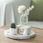 Hanobe Candle Plate Holder Tray: Round White Wood Decorative Tray Decor - Rustic Farmhouse CoffeeTable Decor - Tealight Pillar Trays for Home Decor