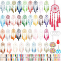 INFUNLY 50 Sets DIY Small Dream Catcher Kits for Beginners Colorful Handmade Boho Dream Catchers Kit DIY Mini Dream Catcher Making Kit for Starters Bedroom Car Mirror Bag Decoration Craft Gift