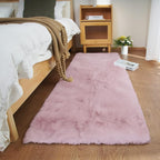 Ghouse Ultra Soft Faux Rabbit Fur Rug, Machine Washable Area Rugs for Bedroom Fluffy Rugs for Living Room, No-Shedding Carpet Sheepskin Runner Rugs Pink 2x10 Feet